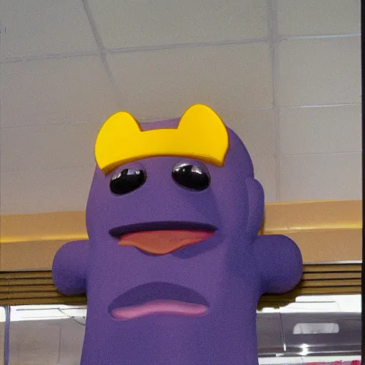 Image similar to mcdonalds grimace being crucified