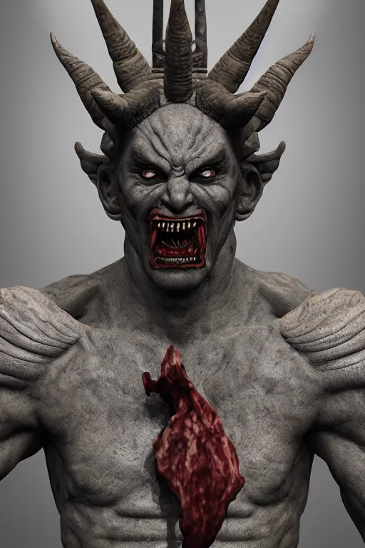 Prompt: elaborate biblical statue demon, Asmodeus, sin, Nuttavut Baiphowongse, Mark Armstron, horror, amad, artstation rendered by octane, 8k, ultra 8k, hyper realistic, photorealistic, photo, cinematic lighting, ambient lighting from top
