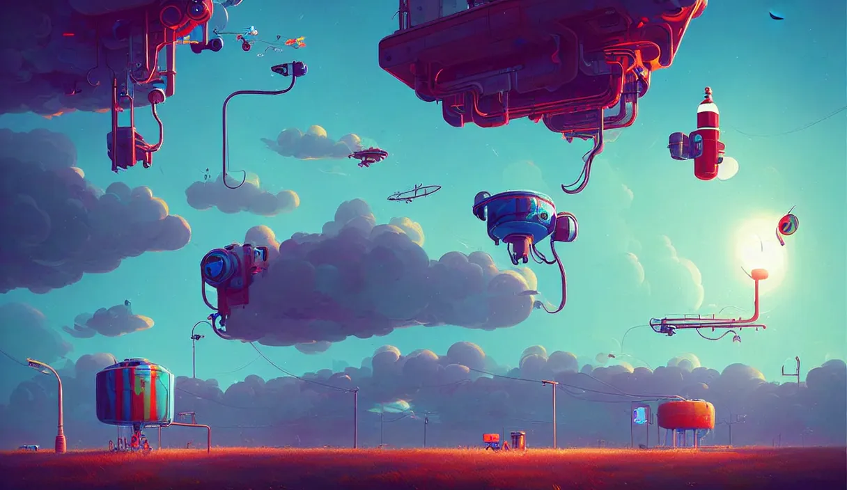 Prompt: epic professional digital art of a flying soda machine with wings, art by simon stalenhag, epic, stunning, gorgeous, wow wow detail