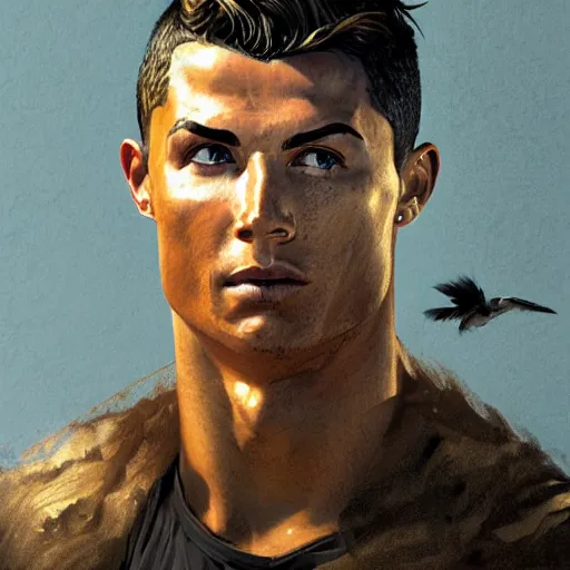 Prompt: Portrait of Cristiano Ronaldo , cloak, male, fantasy, extremely detailed, digital painting, artstation, concept art, smooth, sharp focus, illustration, stunning lighting, art by artgerm and greg rutkowski and alphonse mucha and simon stalenhag, realistic character concept, high fantasy, dark atmosphere, golden ratio, cinematic lighting, hyperdetailed, high resolution, insanely detailed and intricate, artstation, Marc Simonetti, Greg Rutkowski, 8k