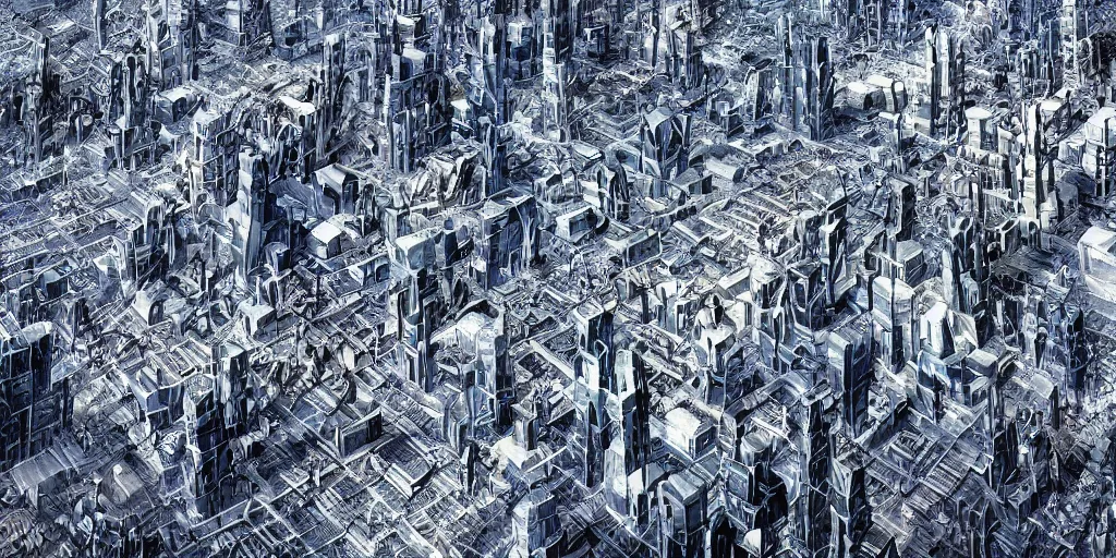 Prompt: incomprehensible space city, galaxy, highly detailed, epic, si - fi, insanely complex, 8 k, sharp focus, hyperrealism,