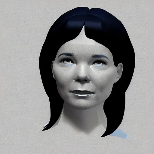 Prompt: low polygon 3D model of Bjork