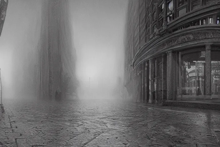 Image similar to ultra realist soft painting of the world of Horacio Quiroga, very intricate details, ultra dense fog, golden ratio, volumetric black and white lighting, reflections, refractions, symmetry accurate anatomy features, unreal render