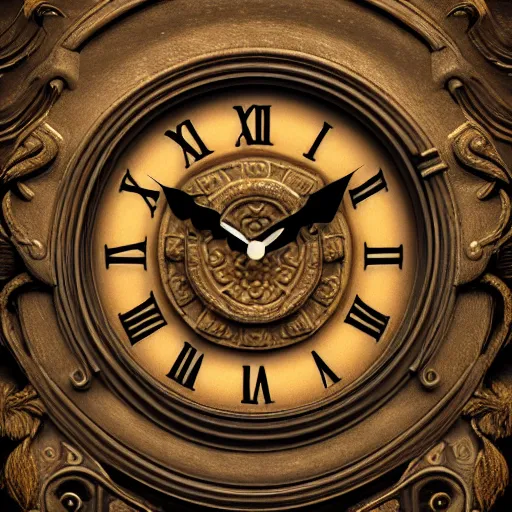 Image similar to a beautiful detailed 3 d matte portrait of a clock made from rodents, ominous, magical realism, texture, intricate, whirling smoke radiant colors, fantasy, volumetric lighting, high details