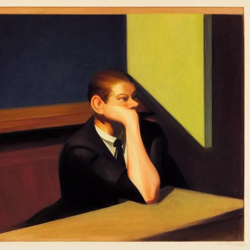 Image similar to a character by edward hopper