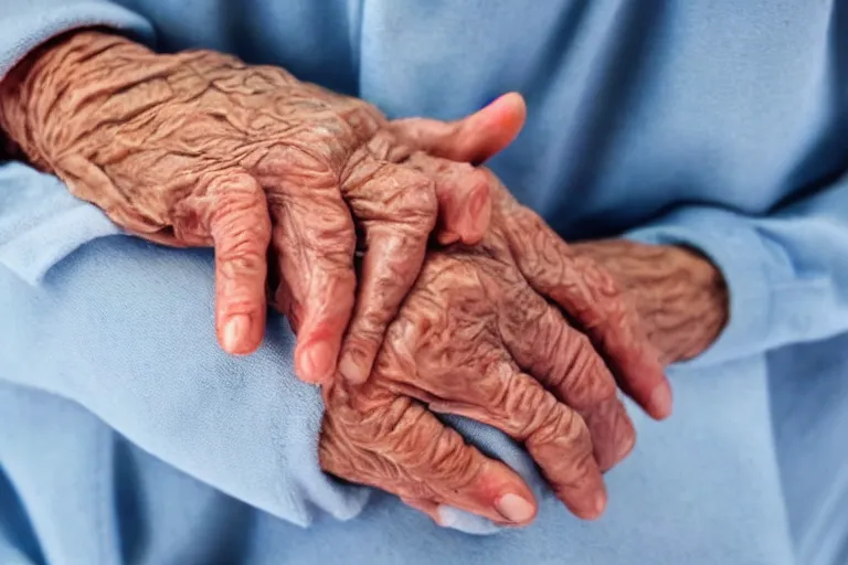 Image similar to close up shot of oily elderly hands