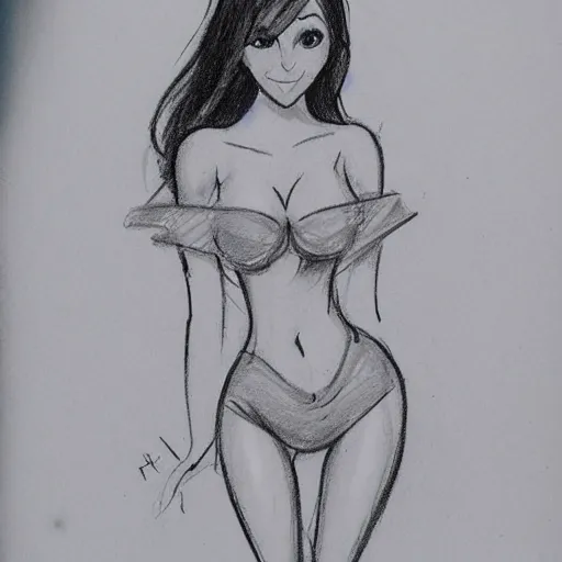 Image similar to milt kahl sketch of victoria justice with kim kardashian body