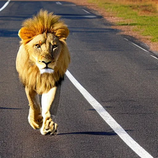 Image similar to a lion running on a treadmill