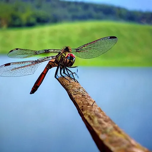 Prompt: very very very very beautiful picture of a giant dragonfly above a lake, realistic