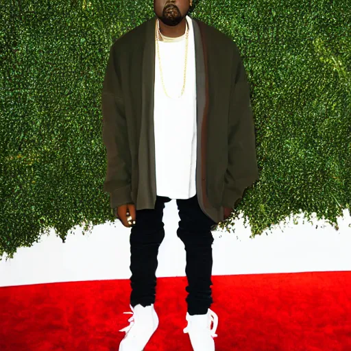 Image similar to kanye west dressed up as an avocado, red carpet photography