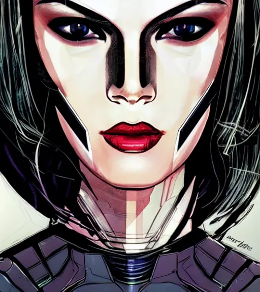 Image similar to portrait of a female android, by DC comics and Sandra Chevrier