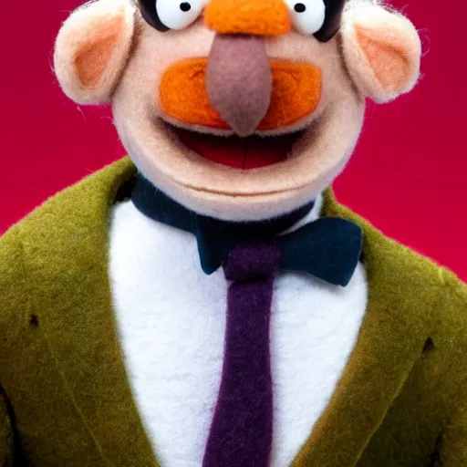 Image similar to alan partridge as a muppet. highly detailed felt. hyper real photo. 4 k.