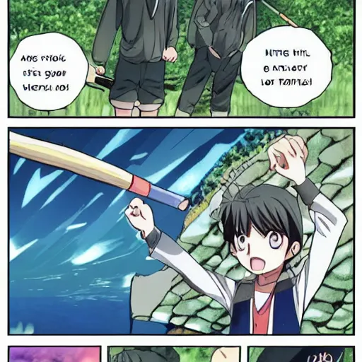 Image similar to an pure visual hq manga showing a boy going to fish for the first time