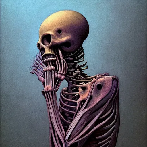 Image similar to A portrait of Graffiti Skeleton by Zdzisław Beksiński and Ilya Repin,In style of Futurism.digital art, illustration,hyper detailed,smooth, sharp focus,trending on artstation,oil on the canvas,4k