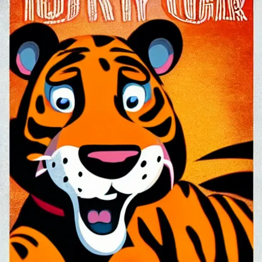 Image similar to a movie poster for a horror movie about Tony the Tiger, cinematic, dramatic lighting