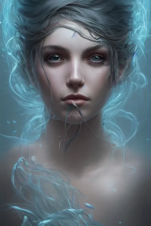 Prompt: a goddess of briney spears!! standing in a windy underwater garden! with a beautiful symmetrical face!!! cinematic lightning, murky dusty deep, smoky eyes, isolated, studio lighting by artgerm yuri shwedoff and tom bagshaw