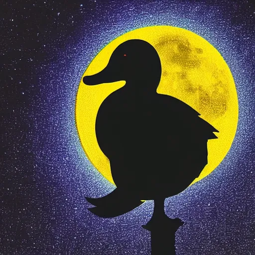 Image similar to Silhouette of a duck on a moonlit sky