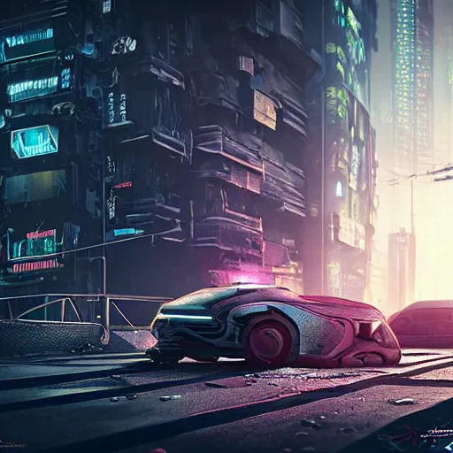 Prompt: Gritty futuristic cyberpunk VW W16 in a Russian cyberpunk slum city called Neo Norilsk on the Moon, at night, diverse, lively, Milky way on the sky, blinding sun, sci-fi photorealistic, grainy, 35mm, intricate, very very beautiful, elegant, smooth, cinematic, Unreal Engine 5, by Beeple, trending on Artstation HD