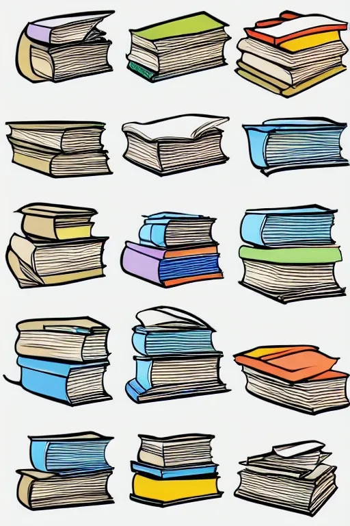 Image similar to books colorful clean cel shaded vector art