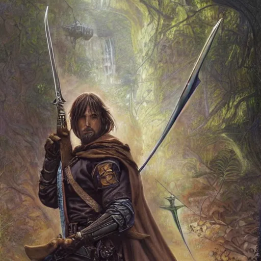 Image similar to honorable ranger Strider Aragorn by Mark Brooks, Donato Giancola, Victor Nizovtsev, Scarlett Hooft, Graafland, Chris Moore