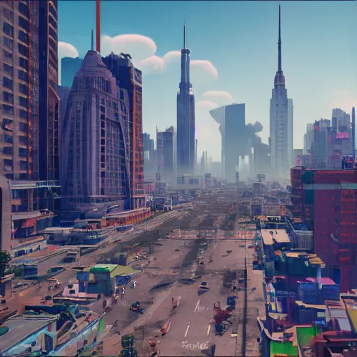 Image similar to ZAXXON as a city, bustling, rockets, atmospheric, hazy, sweltering, highly detailed, autochrome, 8k, reflections, octane render, unreal engine 5, in the style of Cézanne