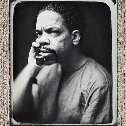 Image similar to tintype photo of ice - t, iced tea with a straw, by julia margaret cameron 1 8 8 0 s, realistic, body shot, sharp focus, 8 k high definition, insanely detailed, intricate, elegant