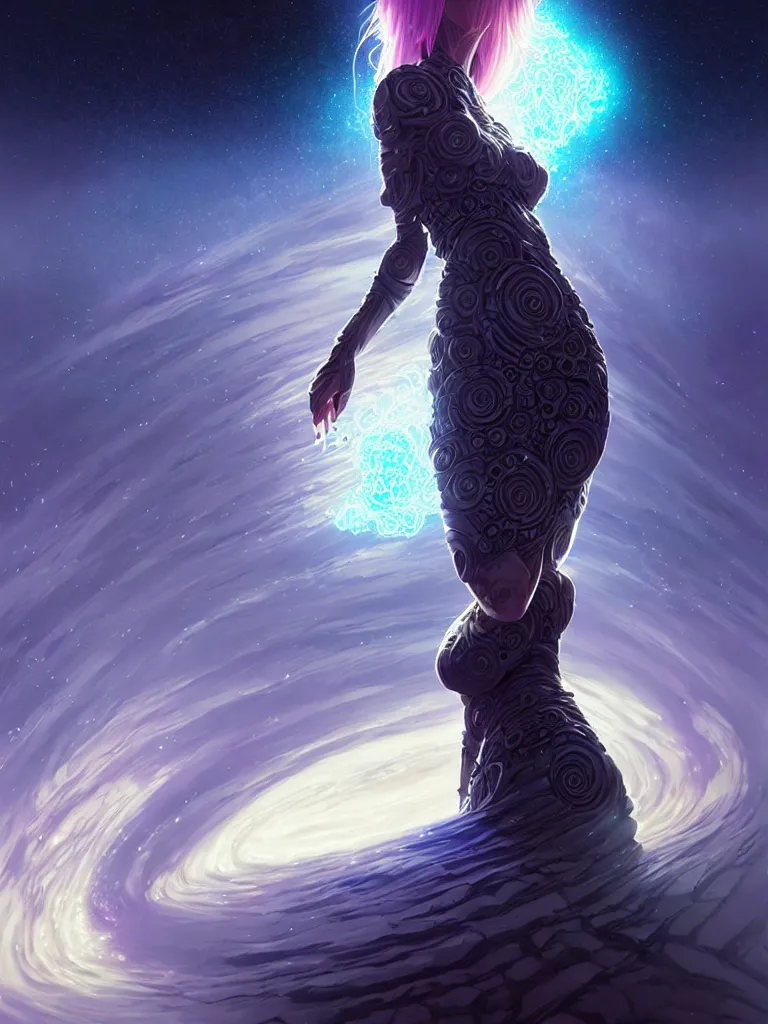 Image similar to azathoth girl wearing a dress made of milky way, conquest earth, occlusion shadow, specular reflection, rim light, unreal engine, artgerm, artstation, art by hiroaki samura and ilya kuvshinov and ossdraws, intricate, highly detailed 8 k, fantasy illustration, extremely beautiful and aesthetic shape of face and body