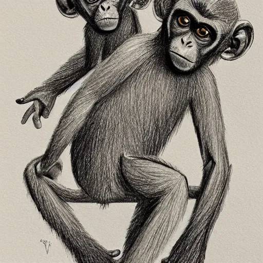 Image similar to a drawing of monkeys by allen williams.