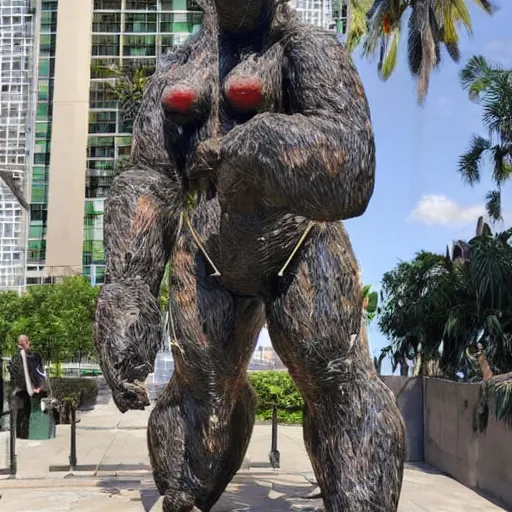 Image similar to A sculpture made of recycled materials but with perfect definition, 🦍