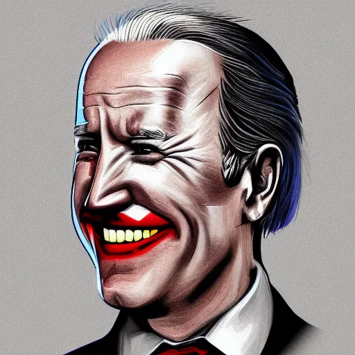 Image similar to Joe Biden as the Joker, digital painting, heavily detailed