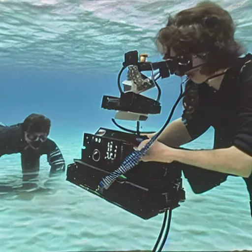 Prompt: 1 9 8 0 s vcr tape recording, underwater rov footage