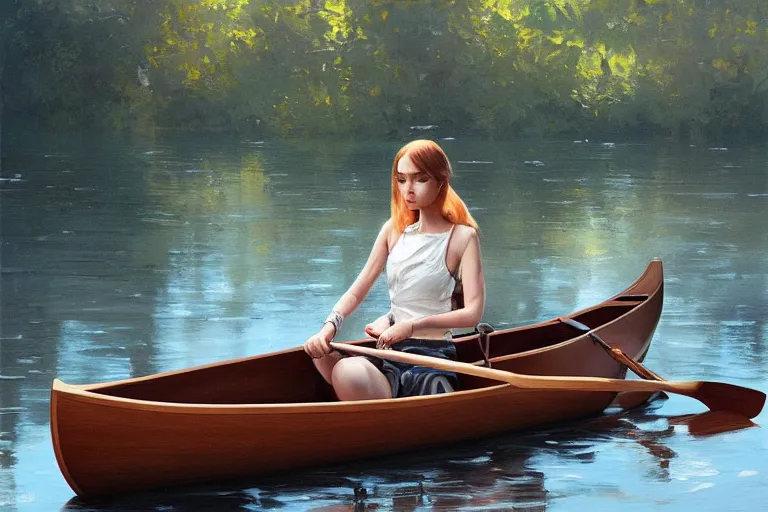 Prompt: Elegant Canoe Master, fine woodwork, digital painting, realistic shaded, realistic shaded lighting, fan art, pixiv, by Ilya Kuvshinov, Igonquin, magali villeneuve, artgerm, Jeremy Lipkin and Michael Garmash and Rob Rey