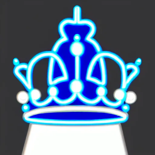 Prompt: neon blue crown logo