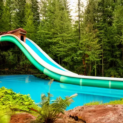 Image similar to subtropical pool water slide in forest