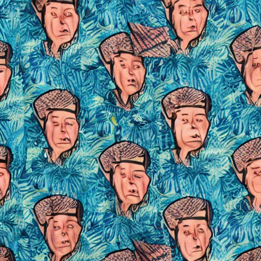 Image similar to a hawaiian shirt with a pattern of lenin heads