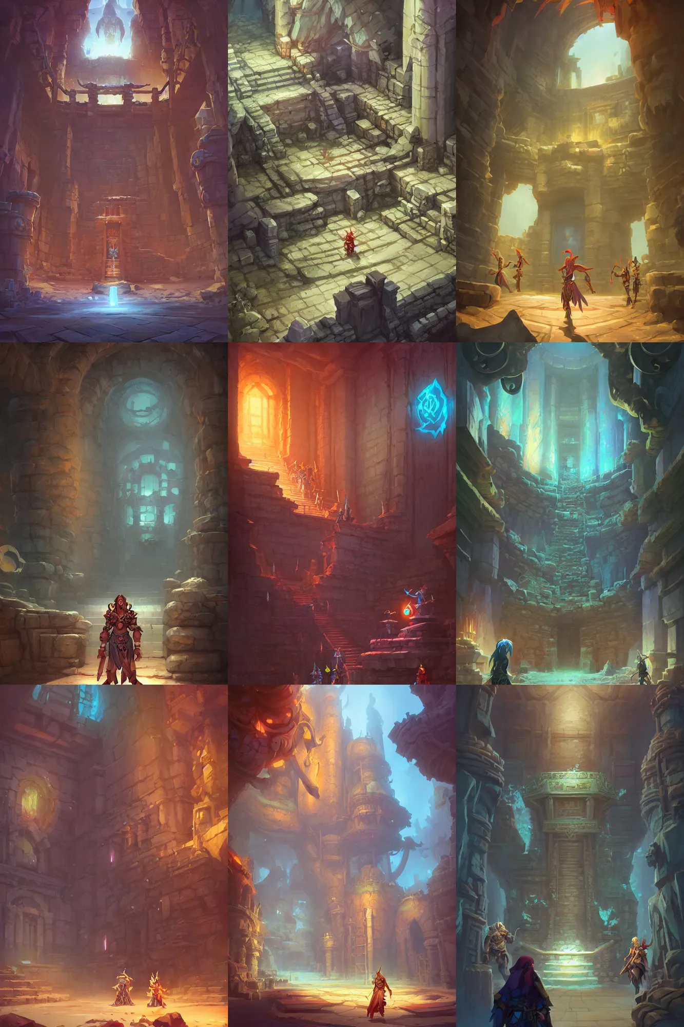 Prompt: empty ancient temple RPG dungeon, Warcraft dungeon, official fanart behance hd artstation, by Jesper Ejsing, by RHADS and Makoto Shinkai and Lois van baarle and ilva kuvshinov and rossdraws
