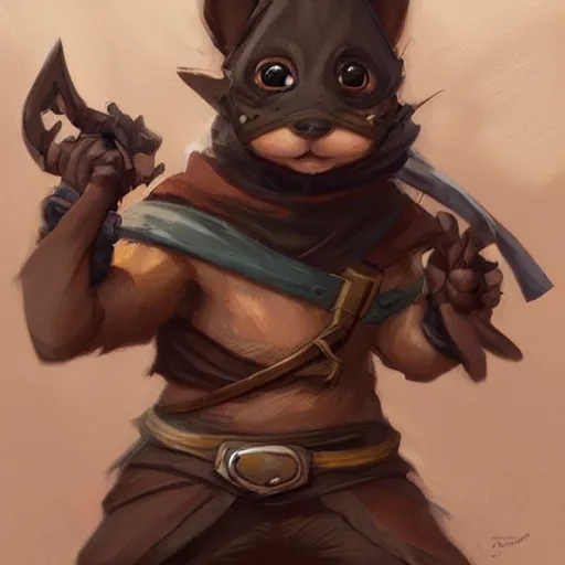 Image similar to cute little anthropomorphic Guinea Pig Ninja , tiny, small, short, Detailed Ninja outfit, cute and adorable, pretty, beautiful, DnD character art portrait, matte fantasy painting, DeviantArt Artstation, by Jason Felix by Steve Argyle by Tyler Jacobson by Peter Mohrbacher, cinematic lighting