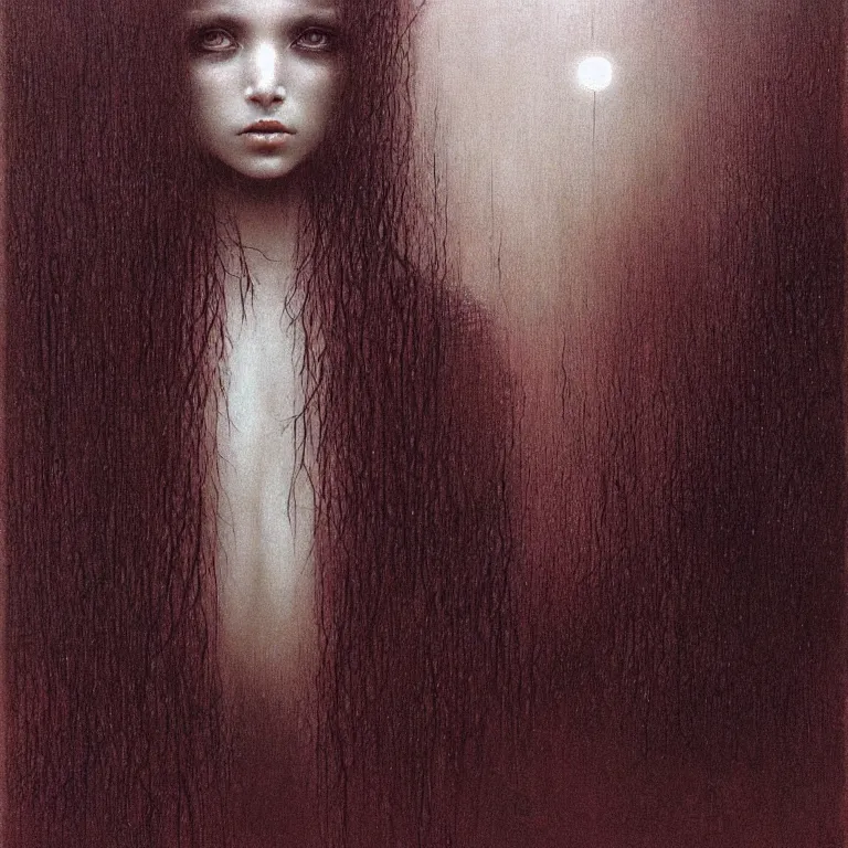 Image similar to portrait of monstergirl by Beksinski, Luis Royo