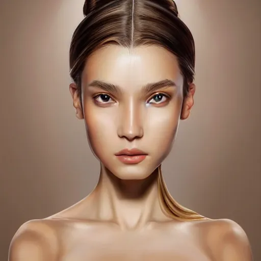 Prompt: a graceful Goddess, The Perfect Human Female Specimen, intricate, super highly detailed, professional digital painting, artstation, smooth, sharp focus, no blur, no dof, extreme illustration, 128K, art by artgerm, perfect natural skin tones, facing and looking at the viewer, seductive smile, the eyes are beautiful and symmetrical, eye art by JOSÉ VERGARA