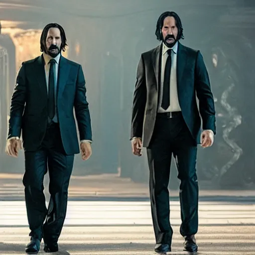 Prompt: mario as john wick in john wick, mario