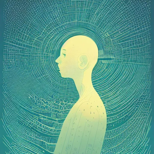 Image similar to a wandering mind, logo, simple white background victo ngai, kilian eng