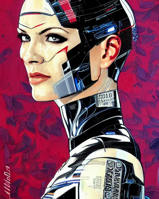 Image similar to portrait of an android, by DC comics and Sandra Chevrier