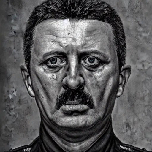 Image similar to igor ivanovich strelkov became bloody ugly supreme ruler of novorossia, photo - realistic, color image, 2 k, highly detailed, bodyhorror, occult art, by giger