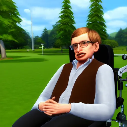 Image similar to stephen hawking in sims 4, gameplay footage