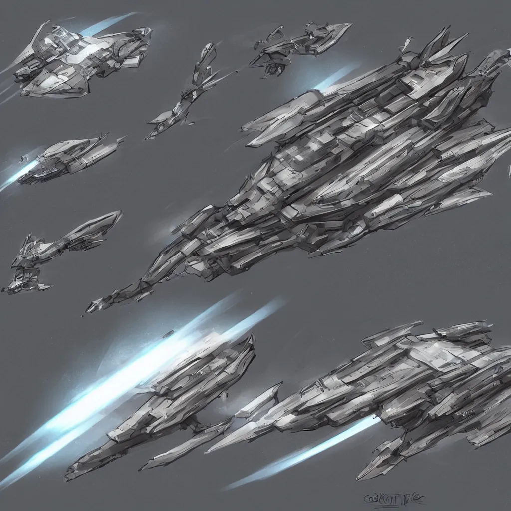 Image similar to combat spaceship concept art