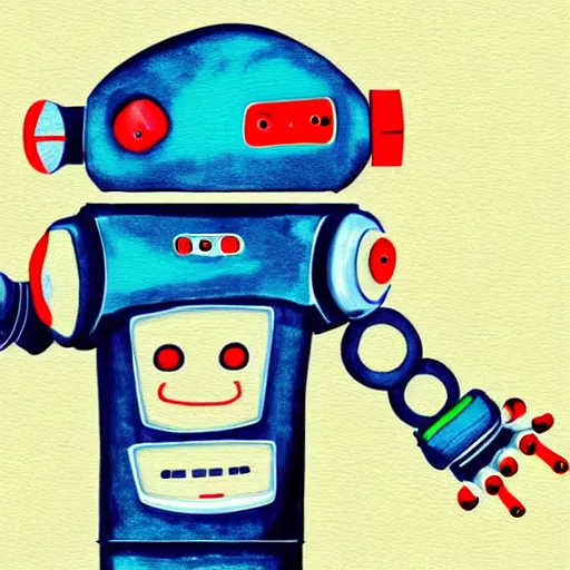 Image similar to a robot holding a t - shirt, digital art, illustration, water color