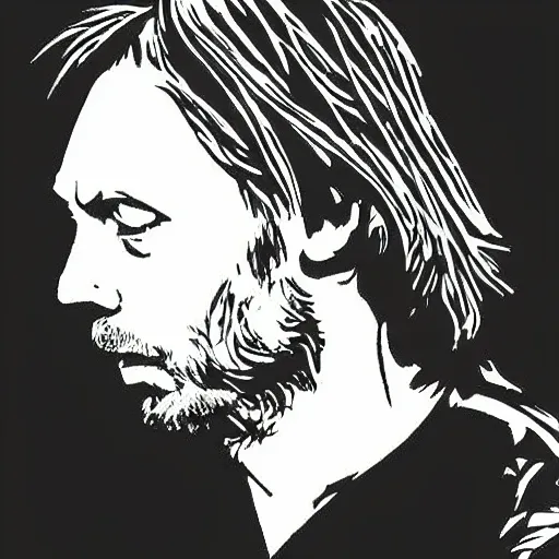 Image similar to Thom Yorke woodcut print