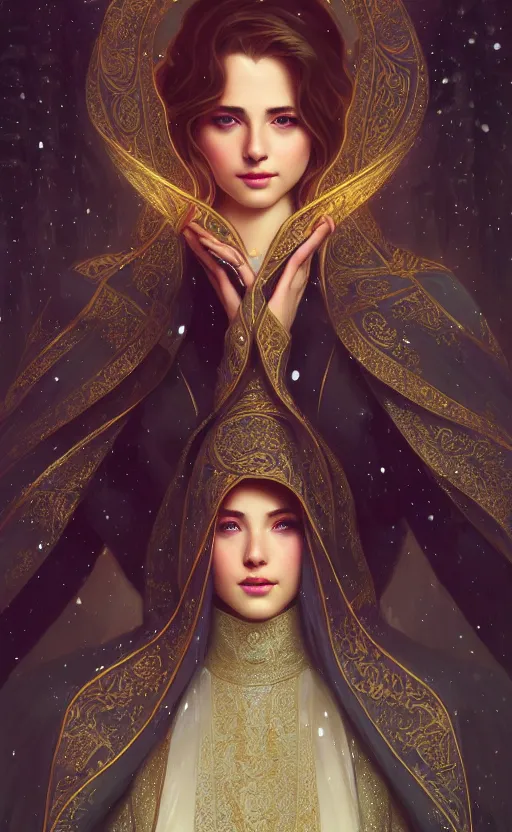 Image similar to rayan gosling, regal, elegant, winter, snow, beautiful, stunning, hd, illustration, epic, d & d, fantasy, intricate, elegant, highly detailed, wide angle, digital painting, artstation, concept art, smooth, sharp focus, illustration, wallpaper, art by artgerm and greg rutkowski and alphonse mucha and jin xiaodi