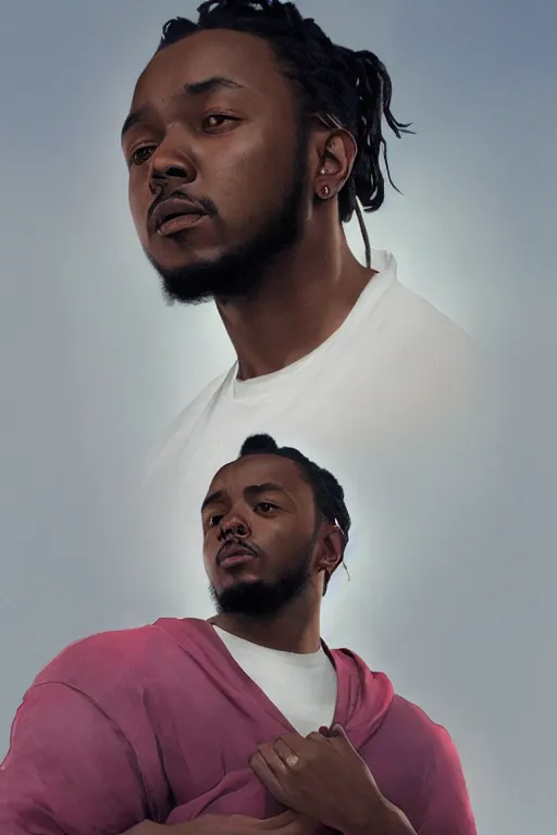 Image similar to ultra realistic kendrick lamar, background is white and blank, elegant, highly detailed, digital painting, concept art, smooth, sharp focus, illustration, art by greg rutkowski and alphonse mucha