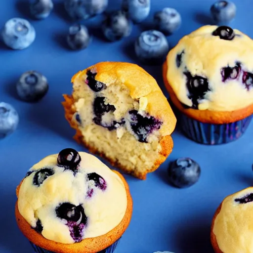 Prompt: a photo of the most appetizing blueberry muffin decorated as a Disney character